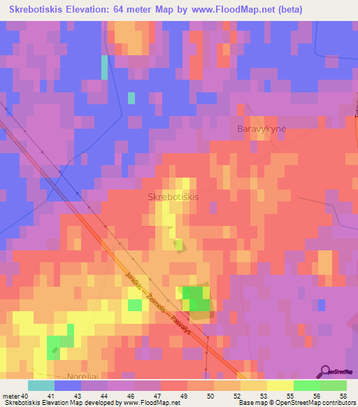 Skrebotiskis,Lithuania Elevation Map