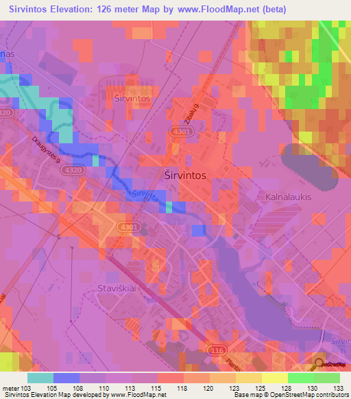Sirvintos,Lithuania Elevation Map