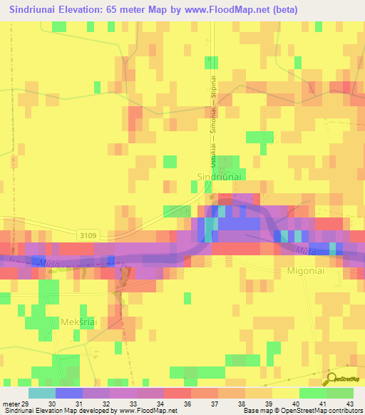 Sindriunai,Lithuania Elevation Map