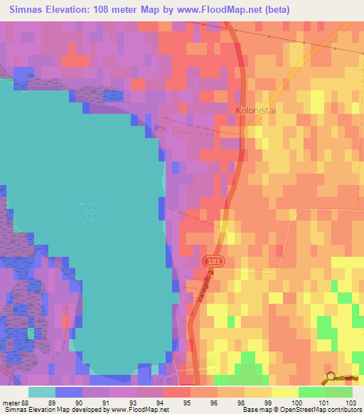 Simnas,Lithuania Elevation Map