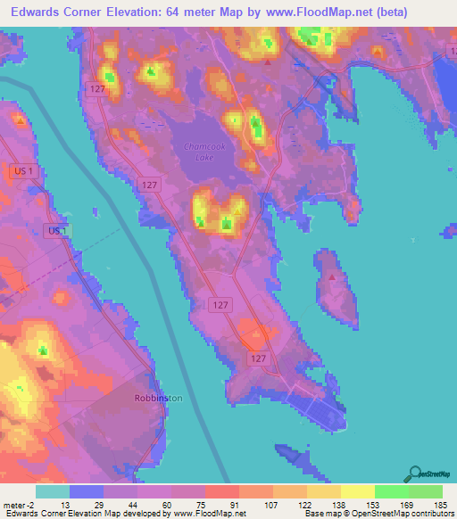 Edwards Corner,Canada Elevation Map