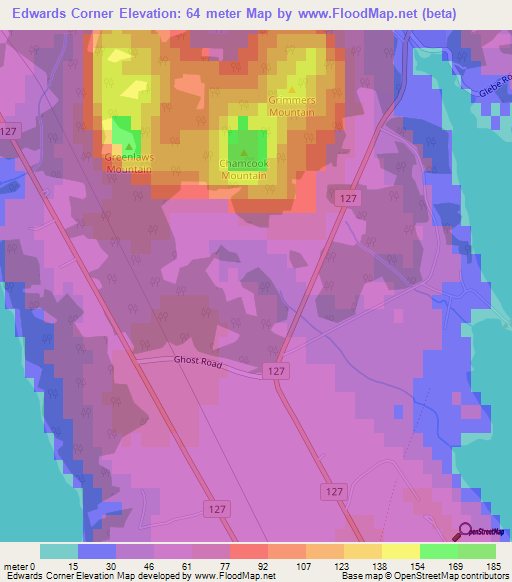 Edwards Corner,Canada Elevation Map