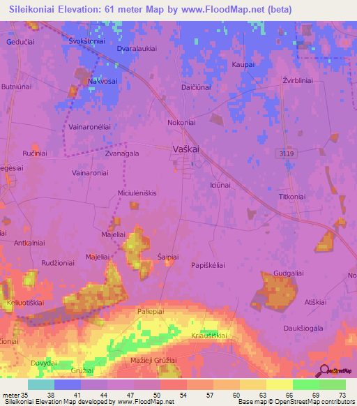 Sileikoniai,Lithuania Elevation Map