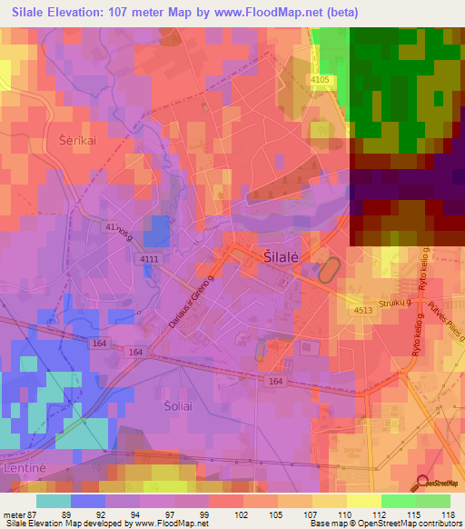 Silale,Lithuania Elevation Map