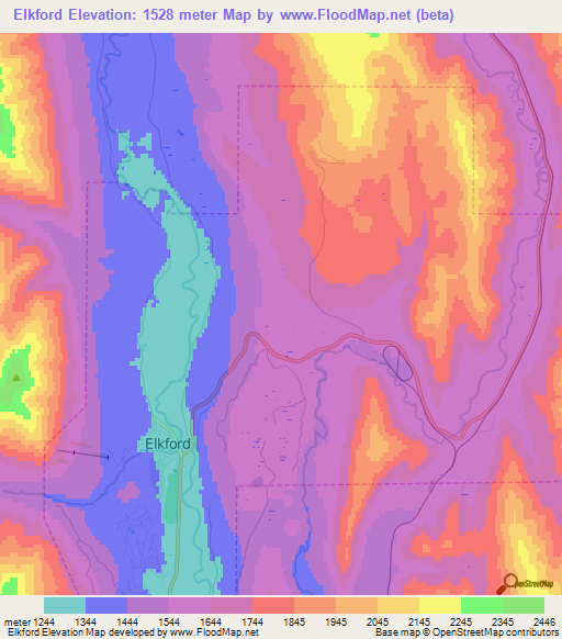 Elkford,Canada Elevation Map