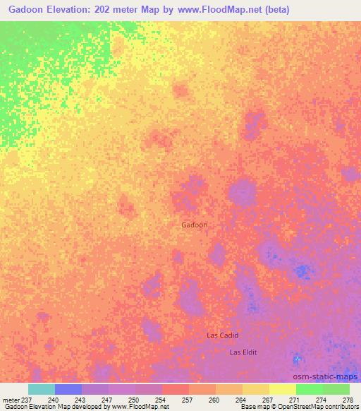 Gadoon,Somalia Elevation Map