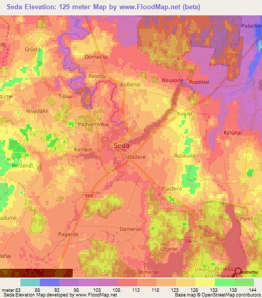 Seda,Lithuania Elevation Map