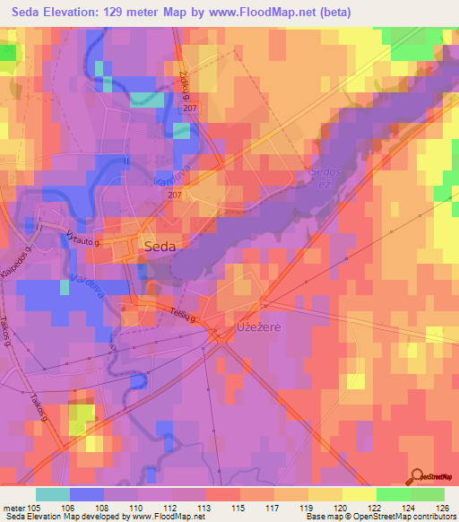 Seda,Lithuania Elevation Map