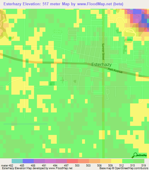 Esterhazy,Canada Elevation Map