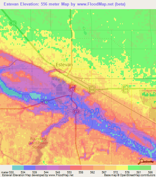 Elevation of Estevan,Canada Elevation Map, Topography, Contour