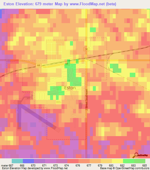 Eston,Canada Elevation Map