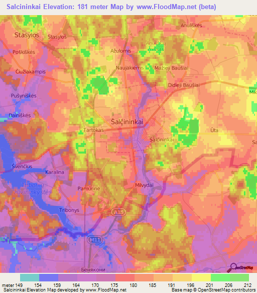 Salcininkai,Lithuania Elevation Map
