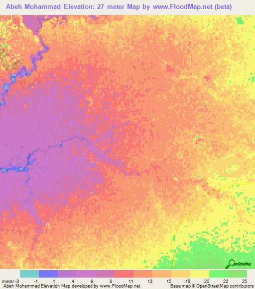 Abeh Mohammad,Iran Elevation Map