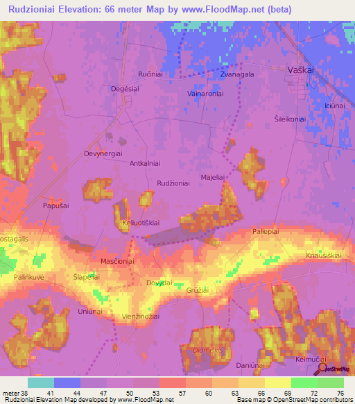 Rudzioniai,Lithuania Elevation Map