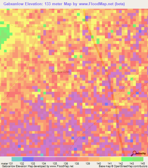 Gabxanlow,Somalia Elevation Map