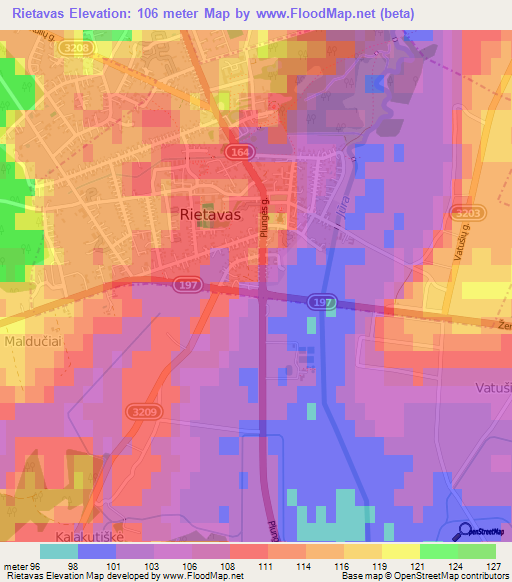 Rietavas,Lithuania Elevation Map