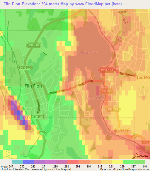 Flin Flon,Canada Elevation Map