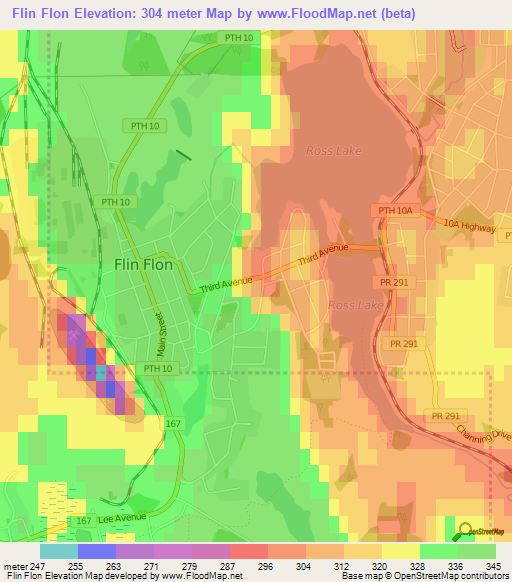 Flin Flon,Canada Elevation Map