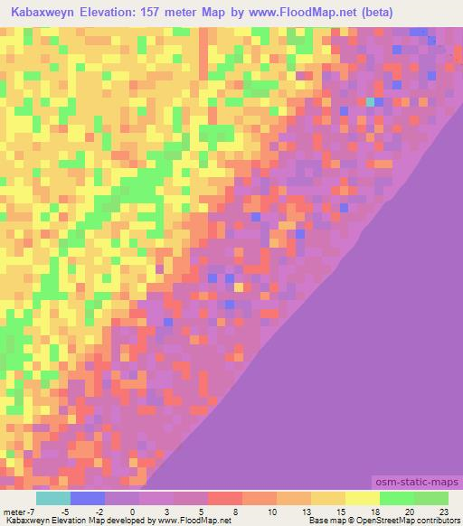 Kabaxweyn,Somalia Elevation Map