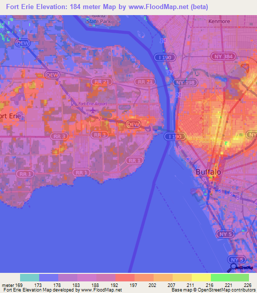 Fort Erie,Canada Elevation Map