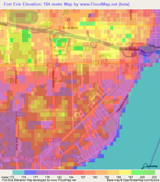 Fort Erie,Canada Elevation Map