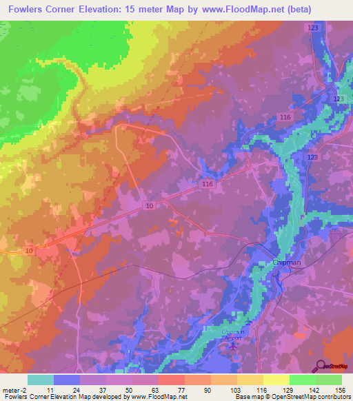 Fowlers Corner,Canada Elevation Map