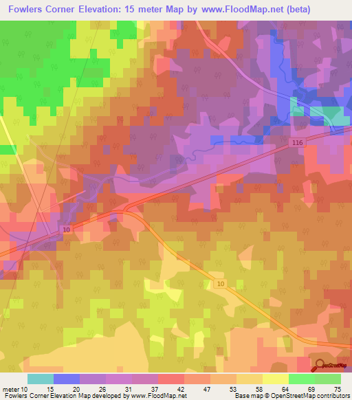 Fowlers Corner,Canada Elevation Map