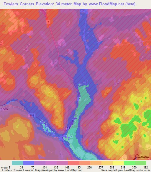 Fowlers Corners,Canada Elevation Map