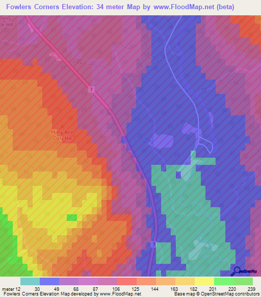 Fowlers Corners,Canada Elevation Map