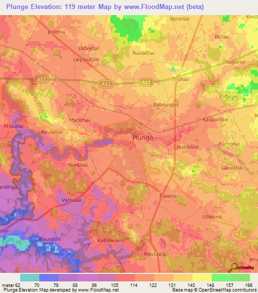 Plunge,Lithuania Elevation Map