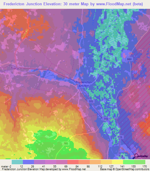 Fredericton Junction,Canada Elevation Map