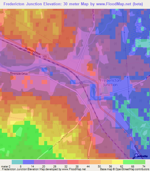 Fredericton Junction,Canada Elevation Map