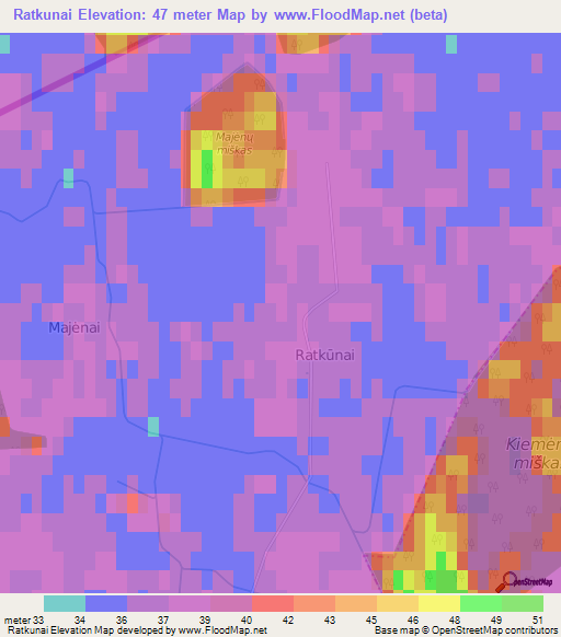 Ratkunai,Lithuania Elevation Map