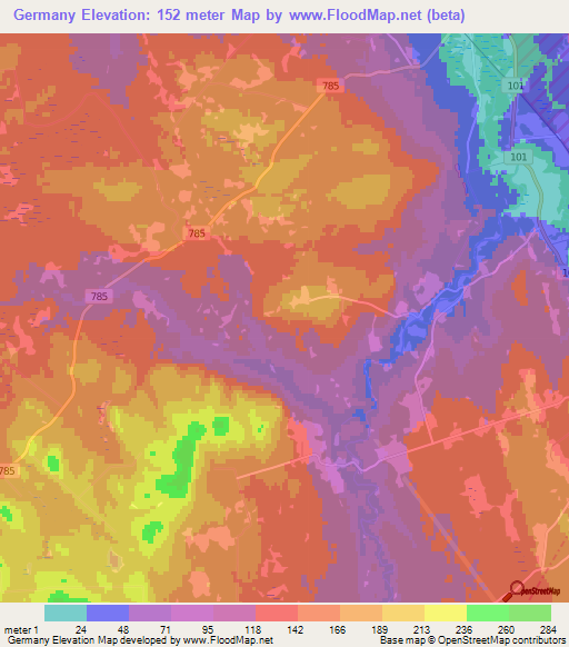 Germany,Canada Elevation Map