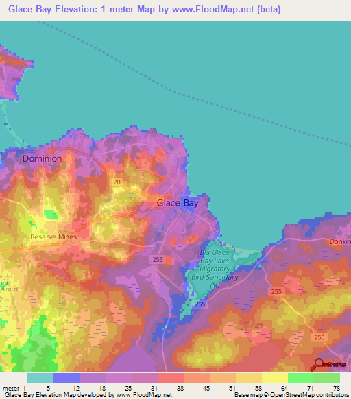 Glace Bay,Canada Elevation Map