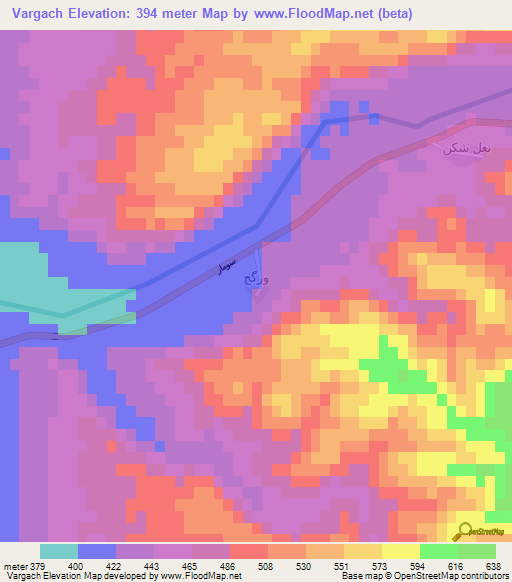 Vargach,Iran Elevation Map