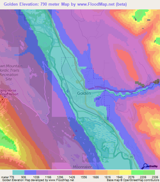 Golden,Canada Elevation Map