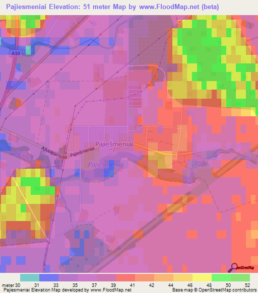 Pajiesmeniai,Lithuania Elevation Map