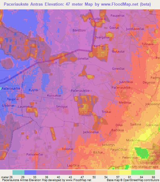 Paceriaukste Antras,Lithuania Elevation Map