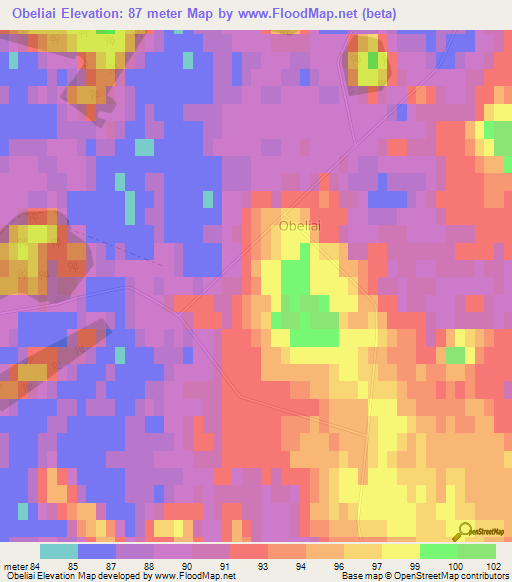 Obeliai,Lithuania Elevation Map