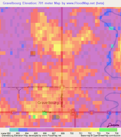 Gravelbourg,Canada Elevation Map
