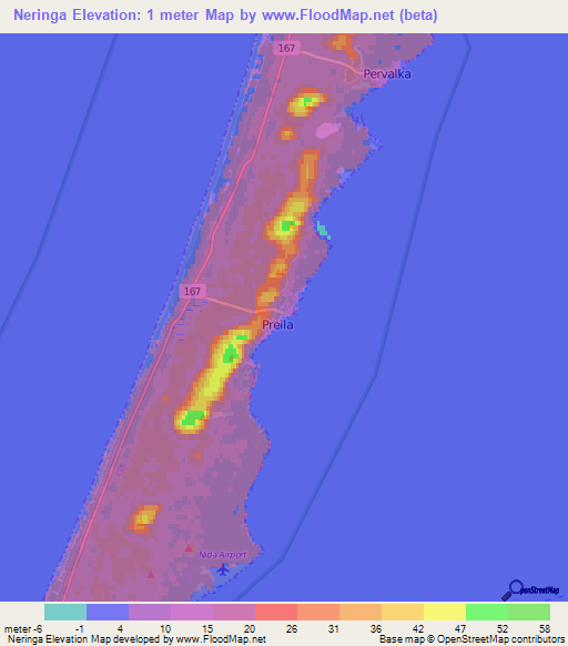 Neringa,Lithuania Elevation Map