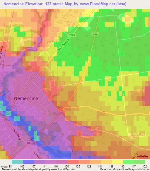 Nemencine,Lithuania Elevation Map
