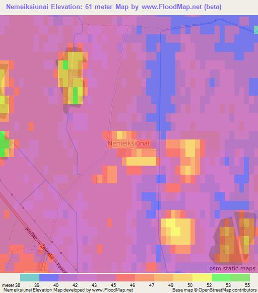 Nemeiksiunai,Lithuania Elevation Map