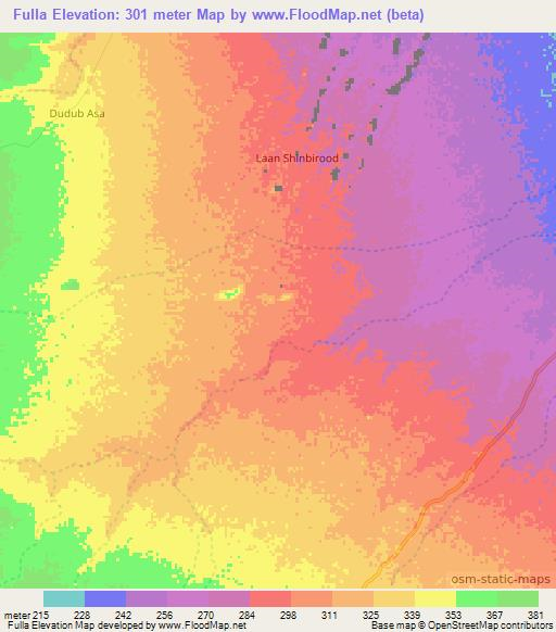 Fulla,Somalia Elevation Map