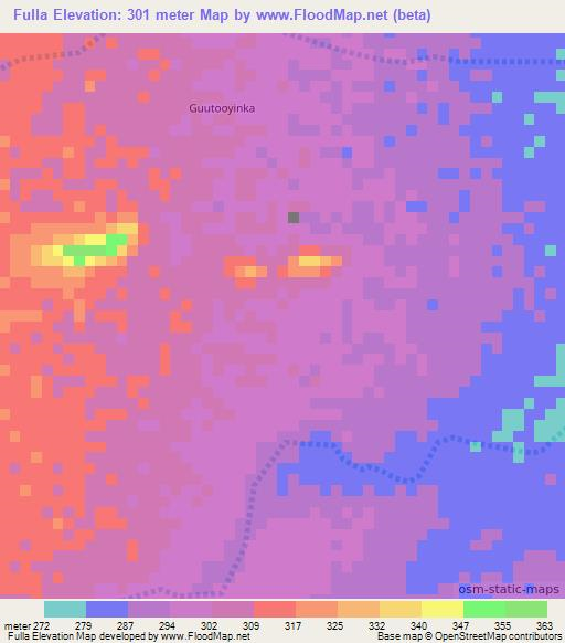 Fulla,Somalia Elevation Map