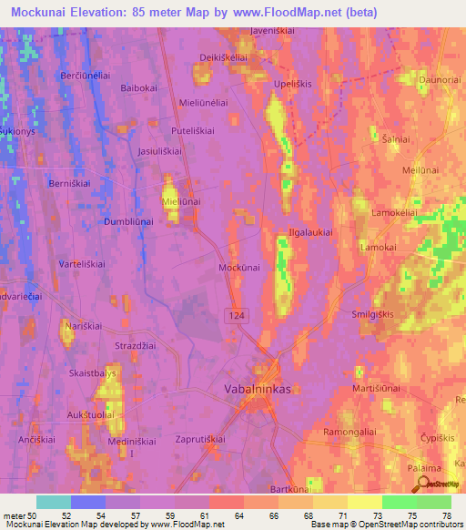 Mockunai,Lithuania Elevation Map