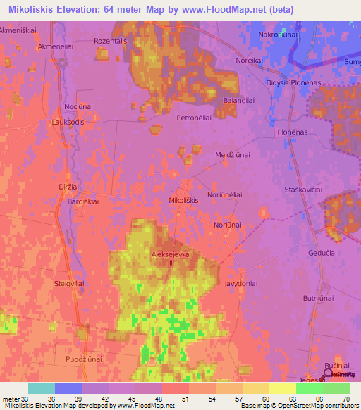 Mikoliskis,Lithuania Elevation Map