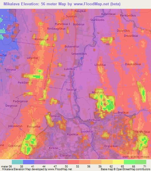 Mikalava,Lithuania Elevation Map