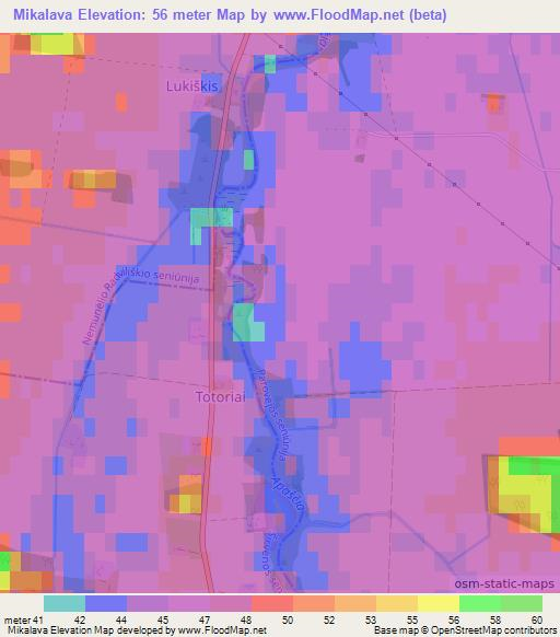 Mikalava,Lithuania Elevation Map